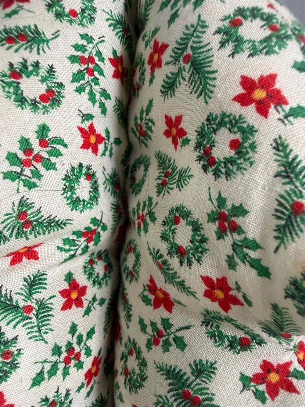 Handmade Holiday Fabric Tree Décor - Cream, Green & Red